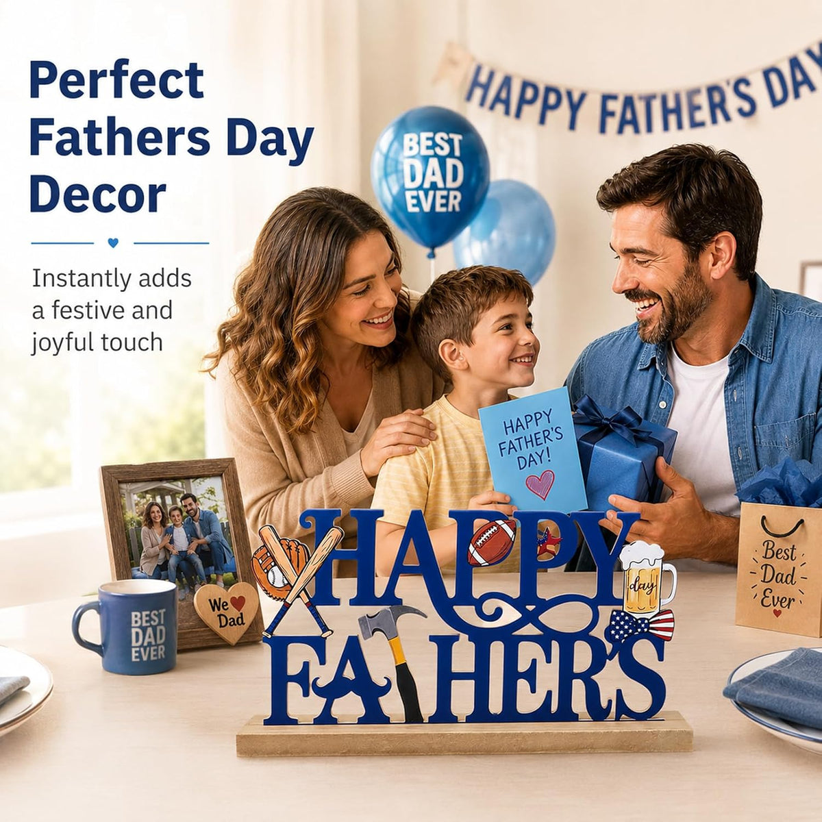 Metal Happy Father'S Day Table Sign