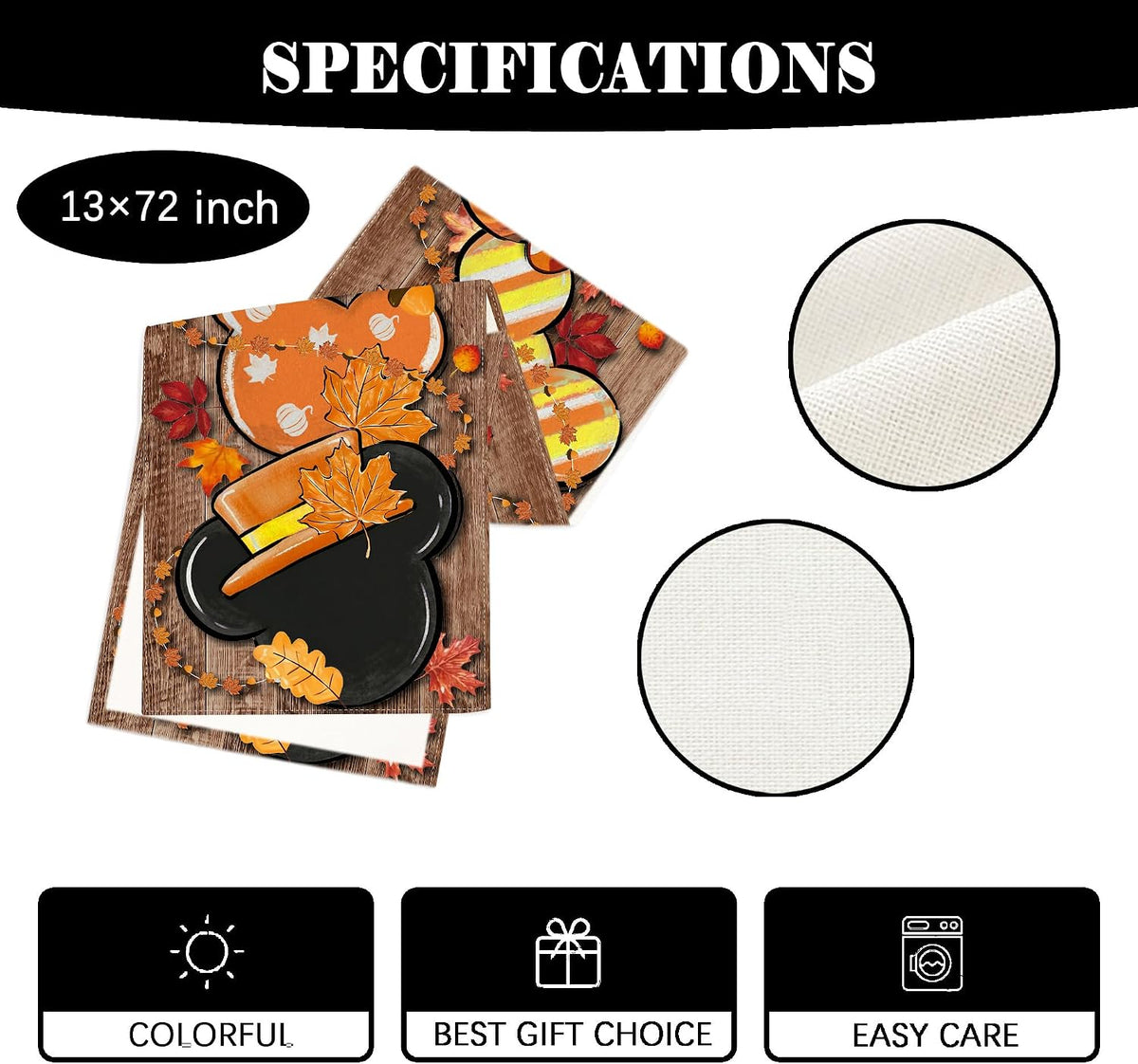 Autumn Mouse Table Runner - Fall Harvest Thanksgiving Decor