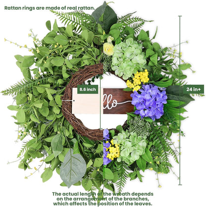 Greenery Hydrangea Spring Wreath, 24"