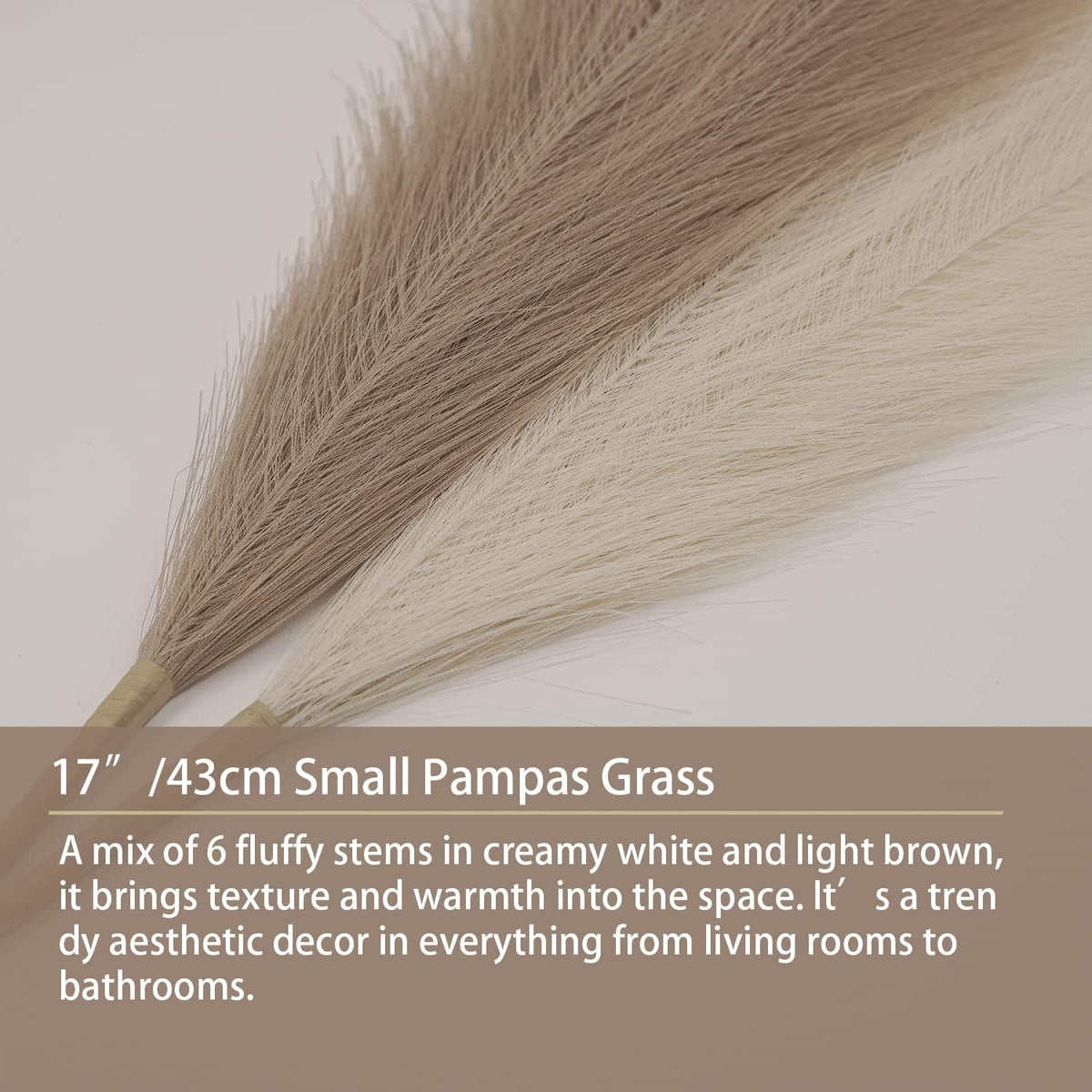 Faux Pampas Grass Decor, 6 Stems