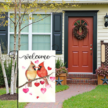 Cardinal Love Heart Garden Flag