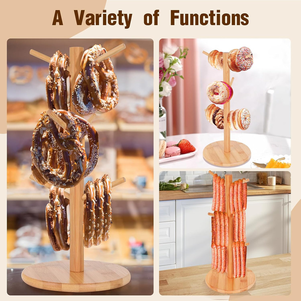 Wooden Pretzel Holder Stand