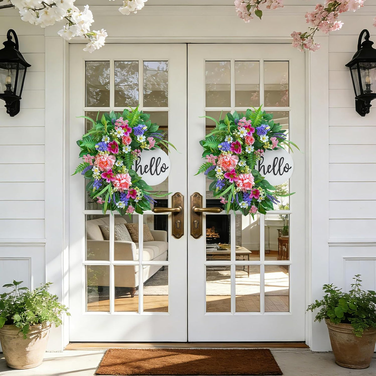 Peony & Rose Spring Wreath, 24"