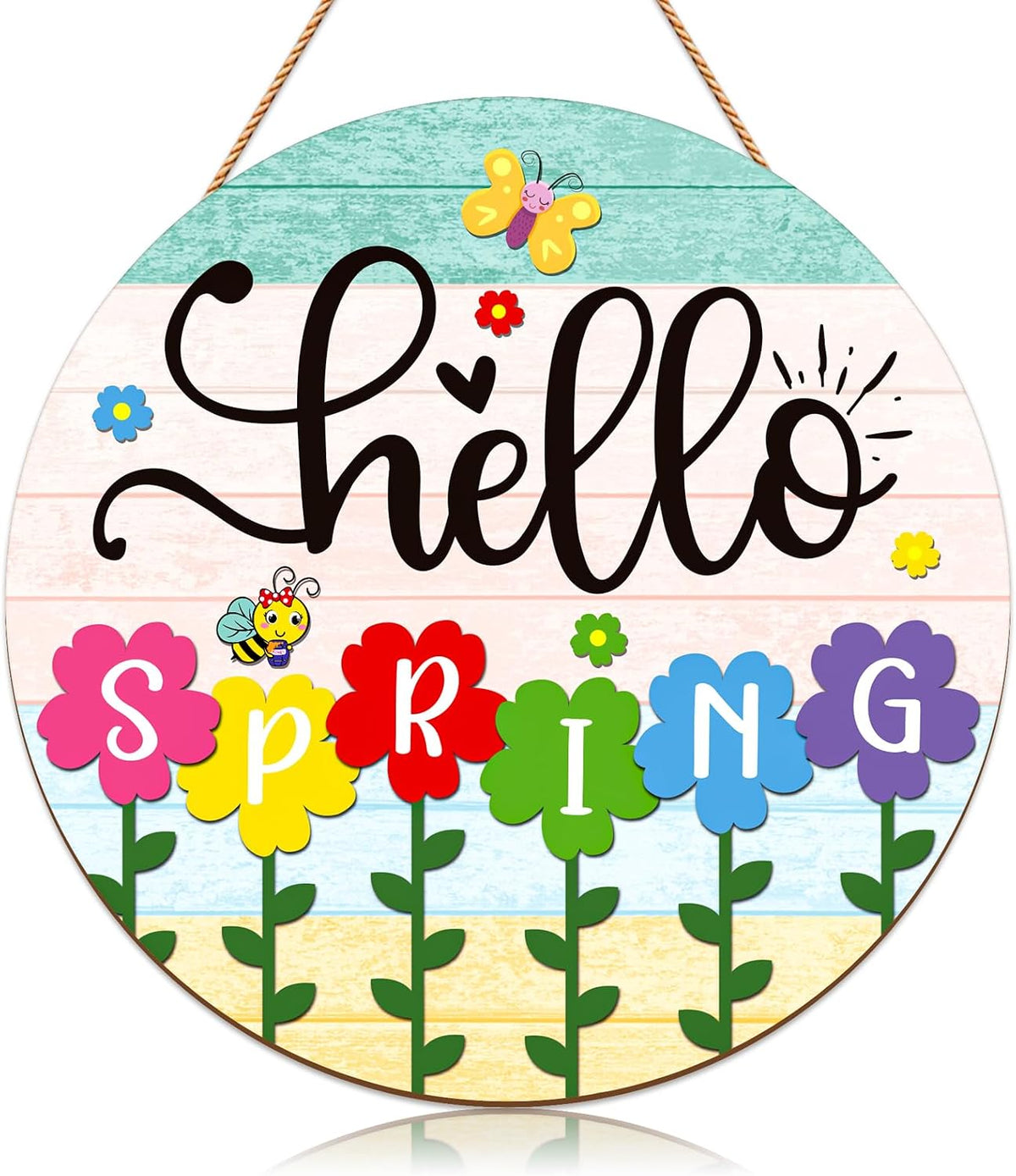 Wooden Hello Spring Door Sign