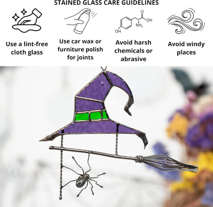 Halloween Witch Hat Stained Glass Suncatcher