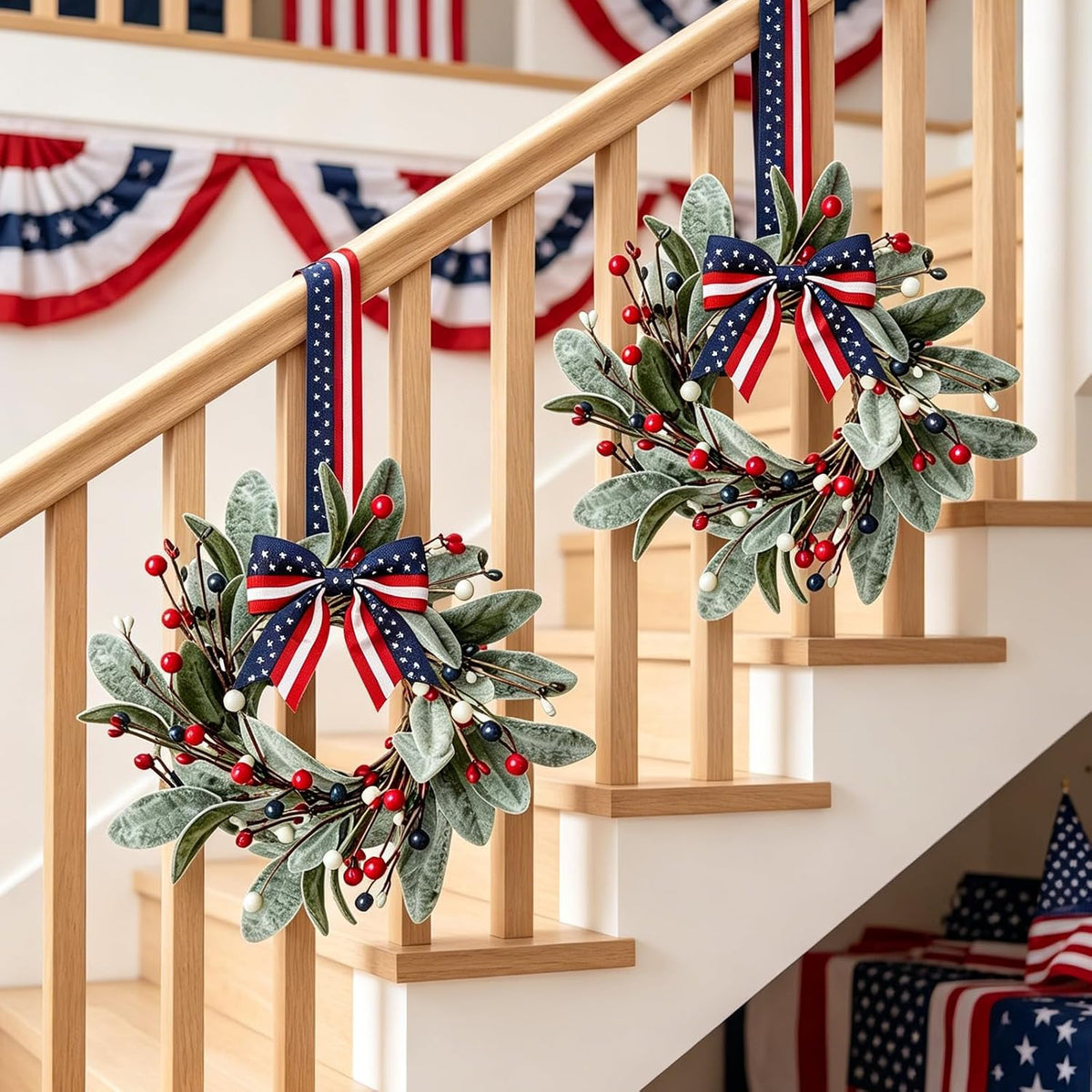 Patriotic Mini Wreaths, Set of 4