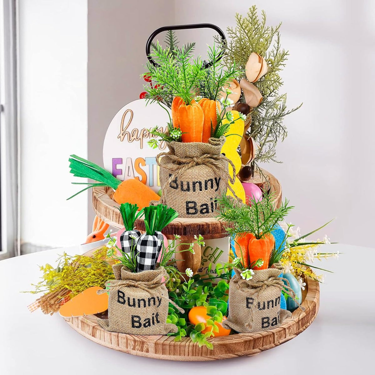 Easter Carrot Decor with Burlap Bag, 2Pc