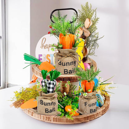 Easter Carrot Decor with Burlap Bag, 2Pc