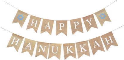 Burlap Happy Hanukkah Banner