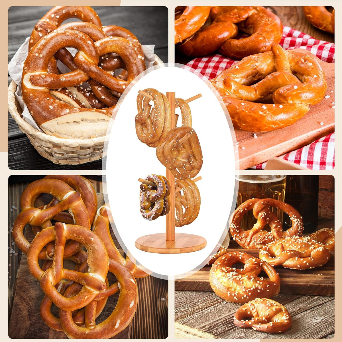 Wooden Pretzel Holder Stand