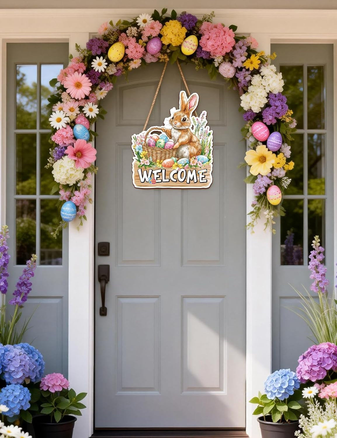 Easter Bunny Welcome Wooden Door Sign