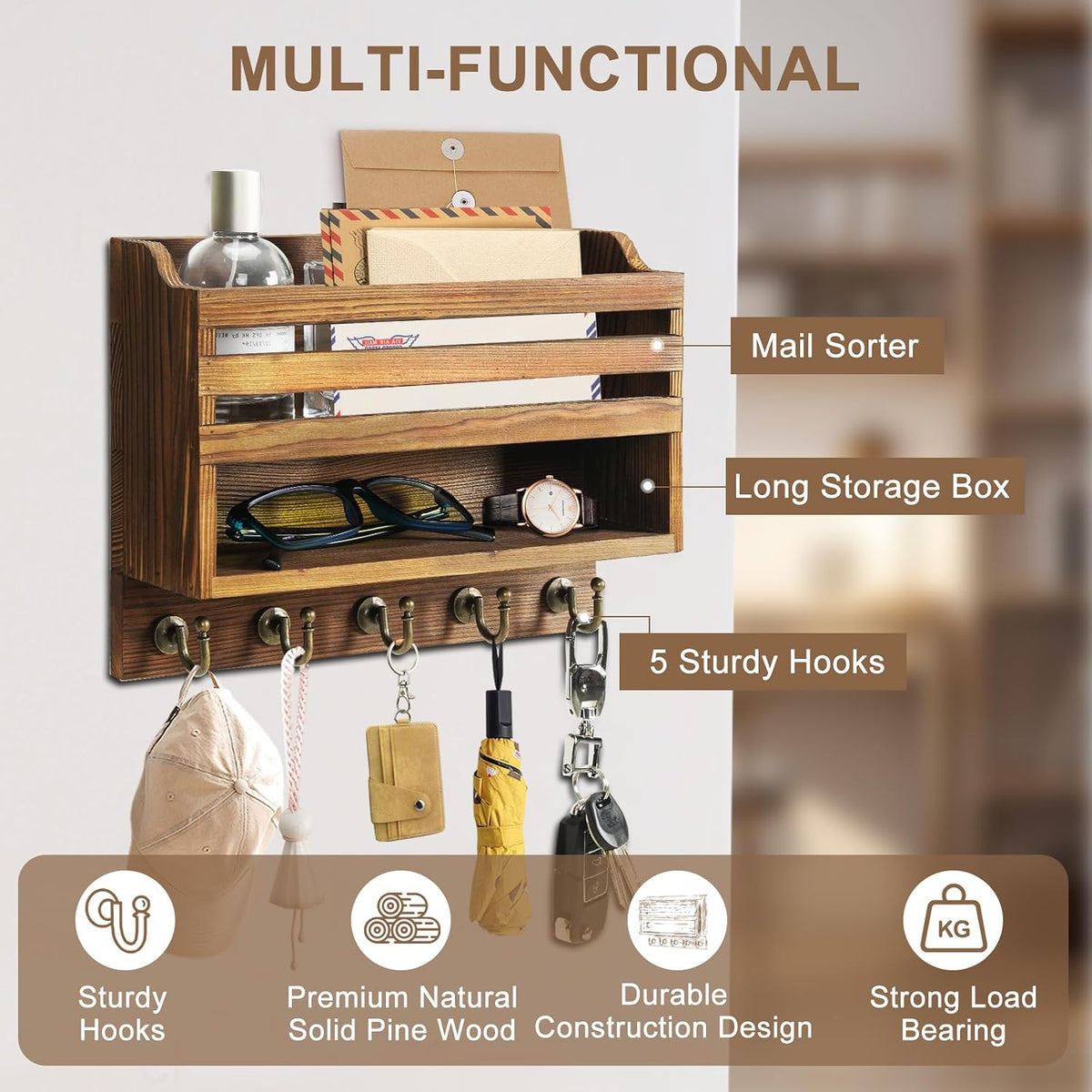 Mail & Key Organizer, Wall Mount