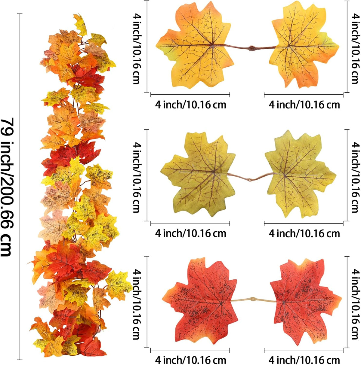 2 Pcs 13Ft Fall Leaves Garland