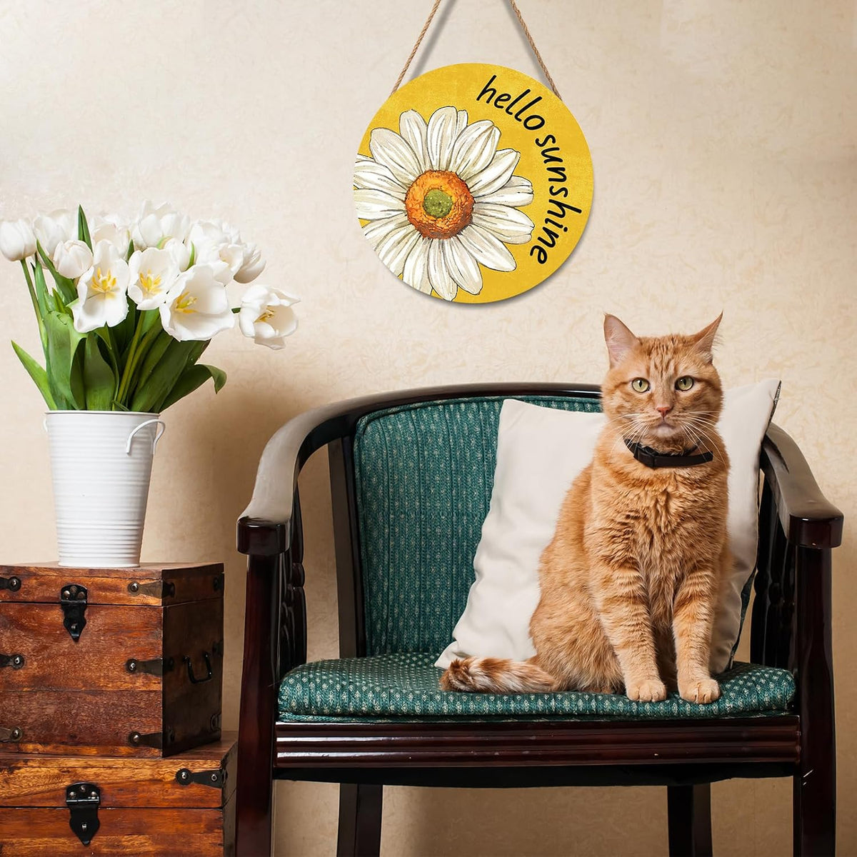 Hello Sunshine Daisy Door Sign