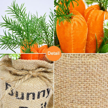 Easter Carrot Decor with Burlap Bag, 2Pc