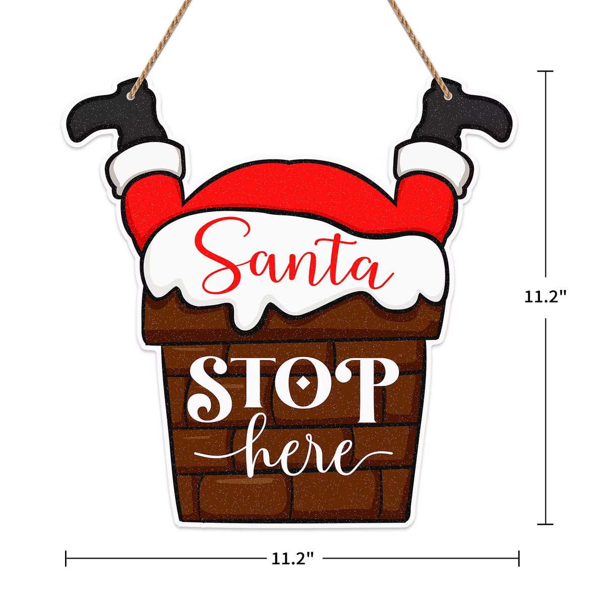 Santa Stop Here Farmhouse Door Sign