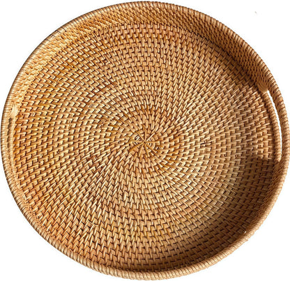 Round Rattan Woven Serving Tray