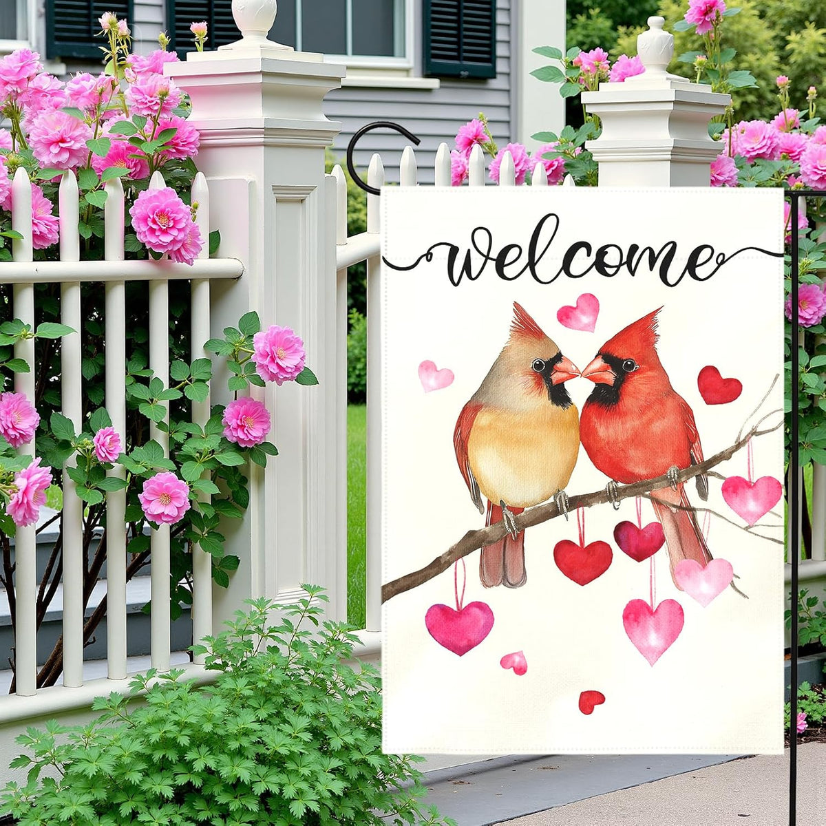 Cardinal Love Heart Garden Flag