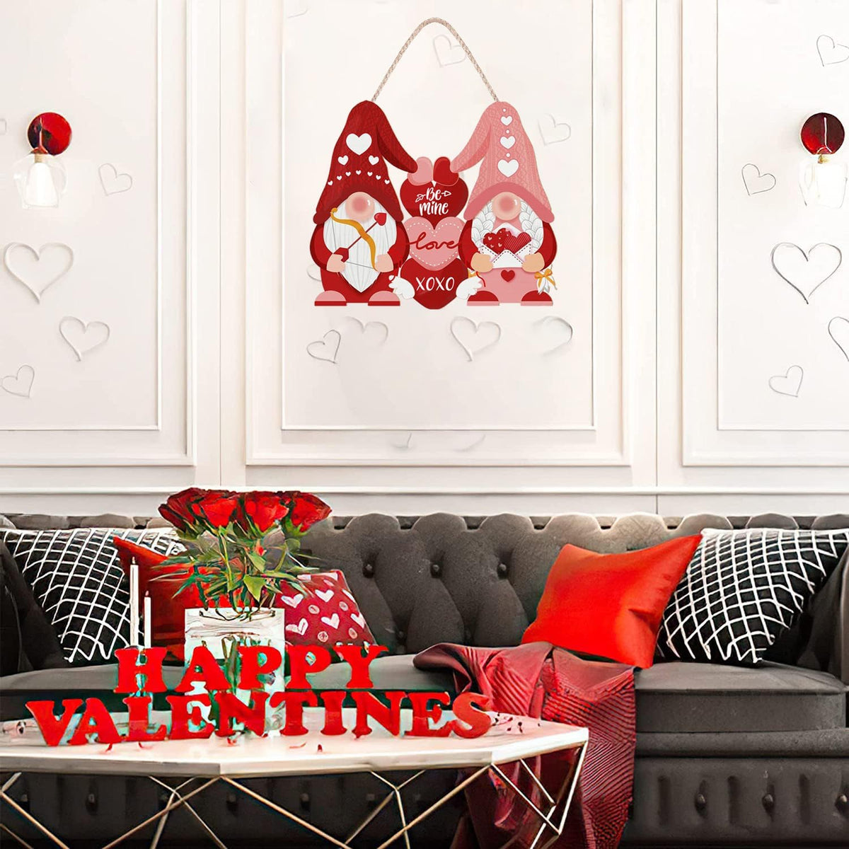 Valentine'S Gnome Door Wreath Decor