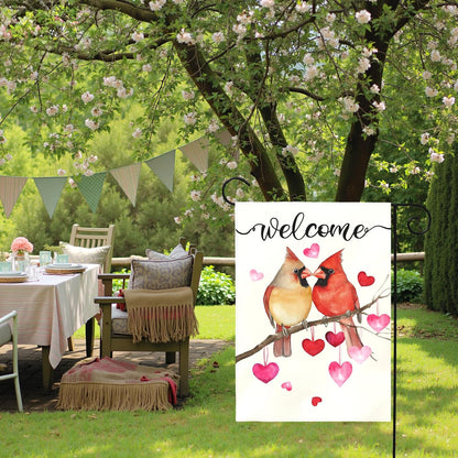 Cardinal Love Heart Garden Flag