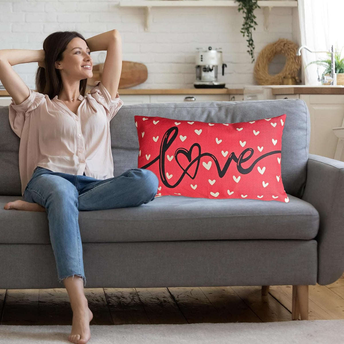 Farmhouse Valentine'S Pillow Cover, 12X20