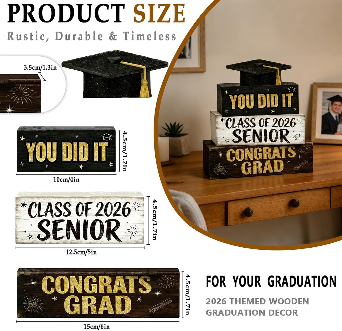 Farmhouse Graduation Cap Block Signs