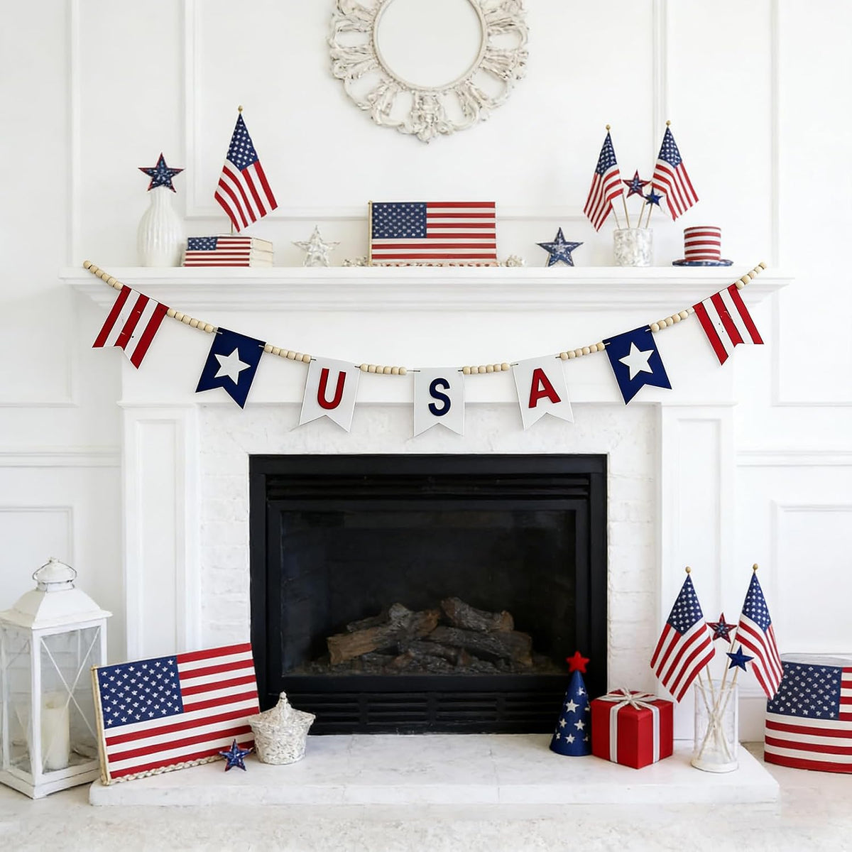 American Flag Style Garland, 9.84Ft