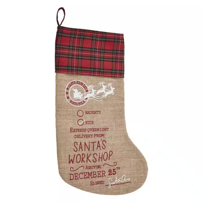 Country Black Santa'S Workshop Christmas Stocking, 20 In.