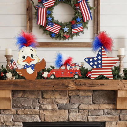Patriotic Table Decor Set, Eagle & Truck, 3Pc