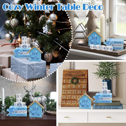 Let It Snow Wooden Block Sign