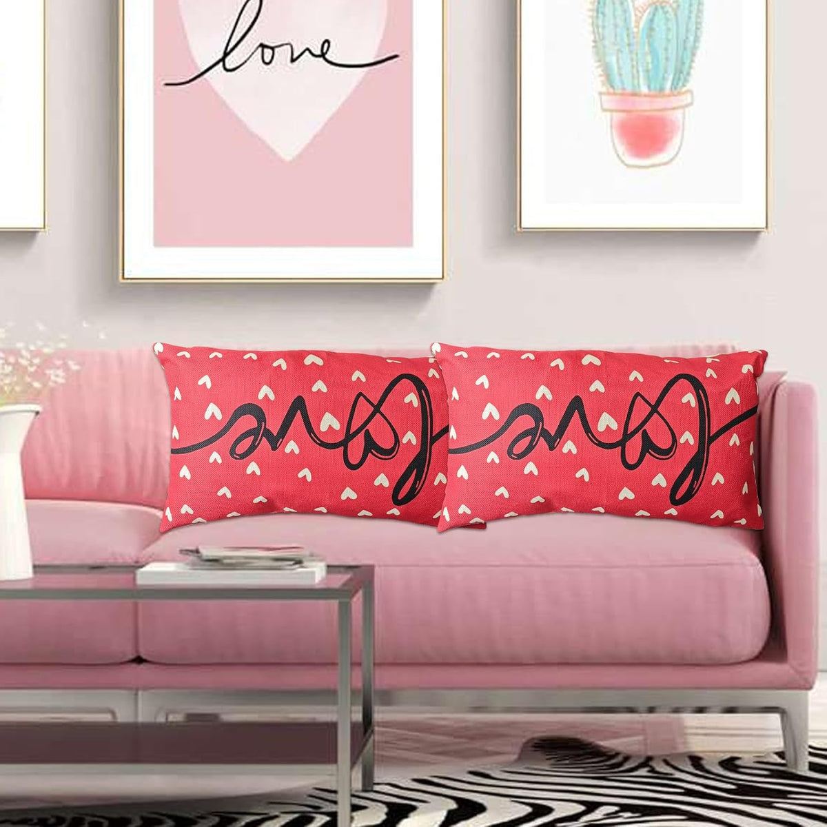 Farmhouse Valentine'S Pillow Cover, 12X20