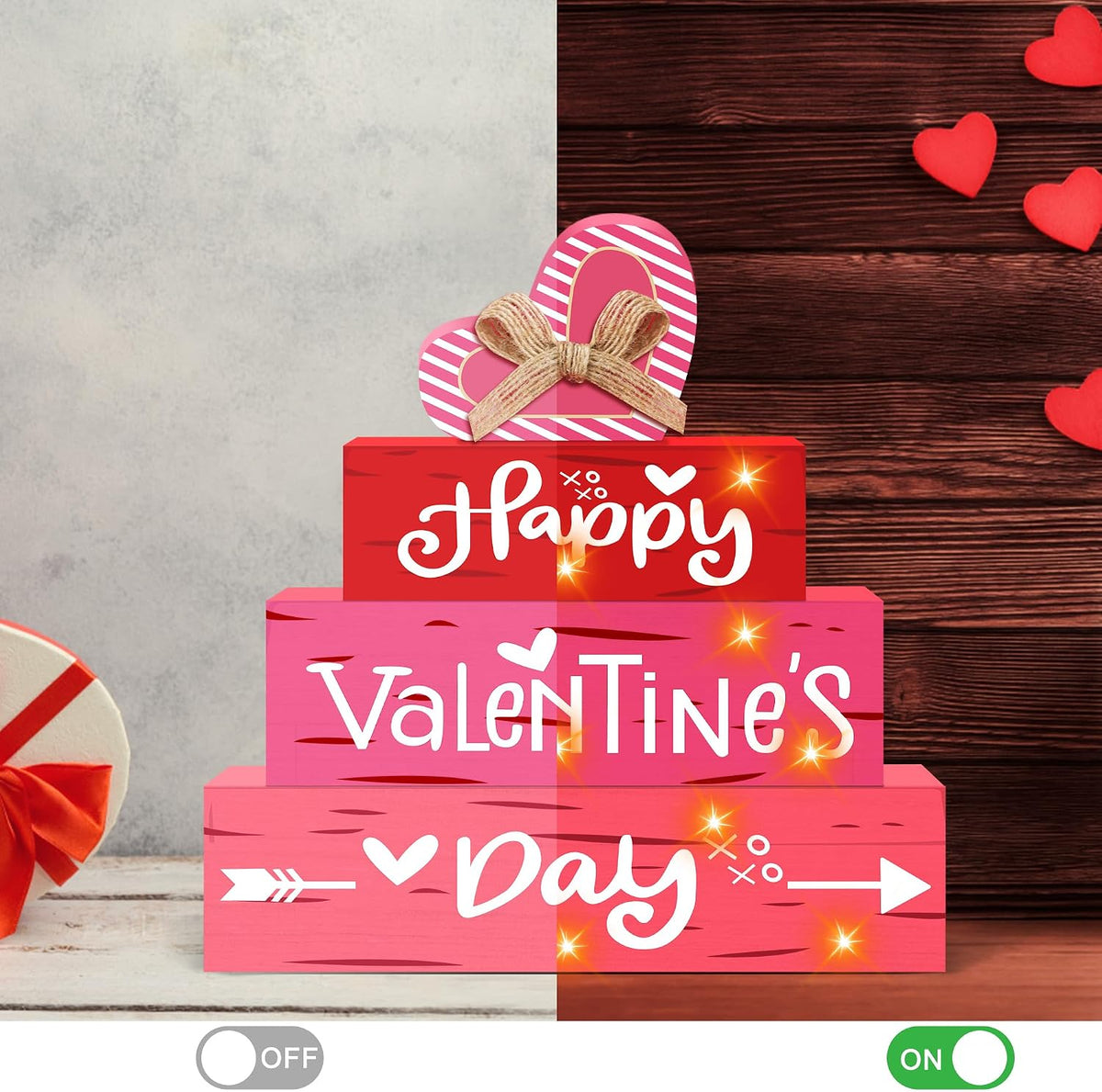 Light-Up Happy Valentine'S Day Wooden Sign