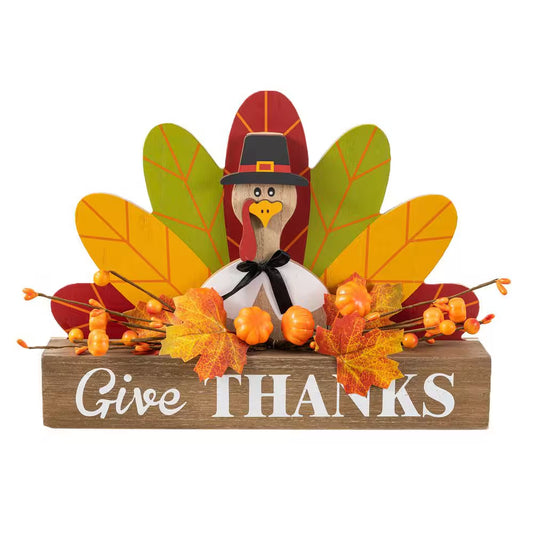 11.75 In. L Thanksgiving Wooden Turkey Table Decor
